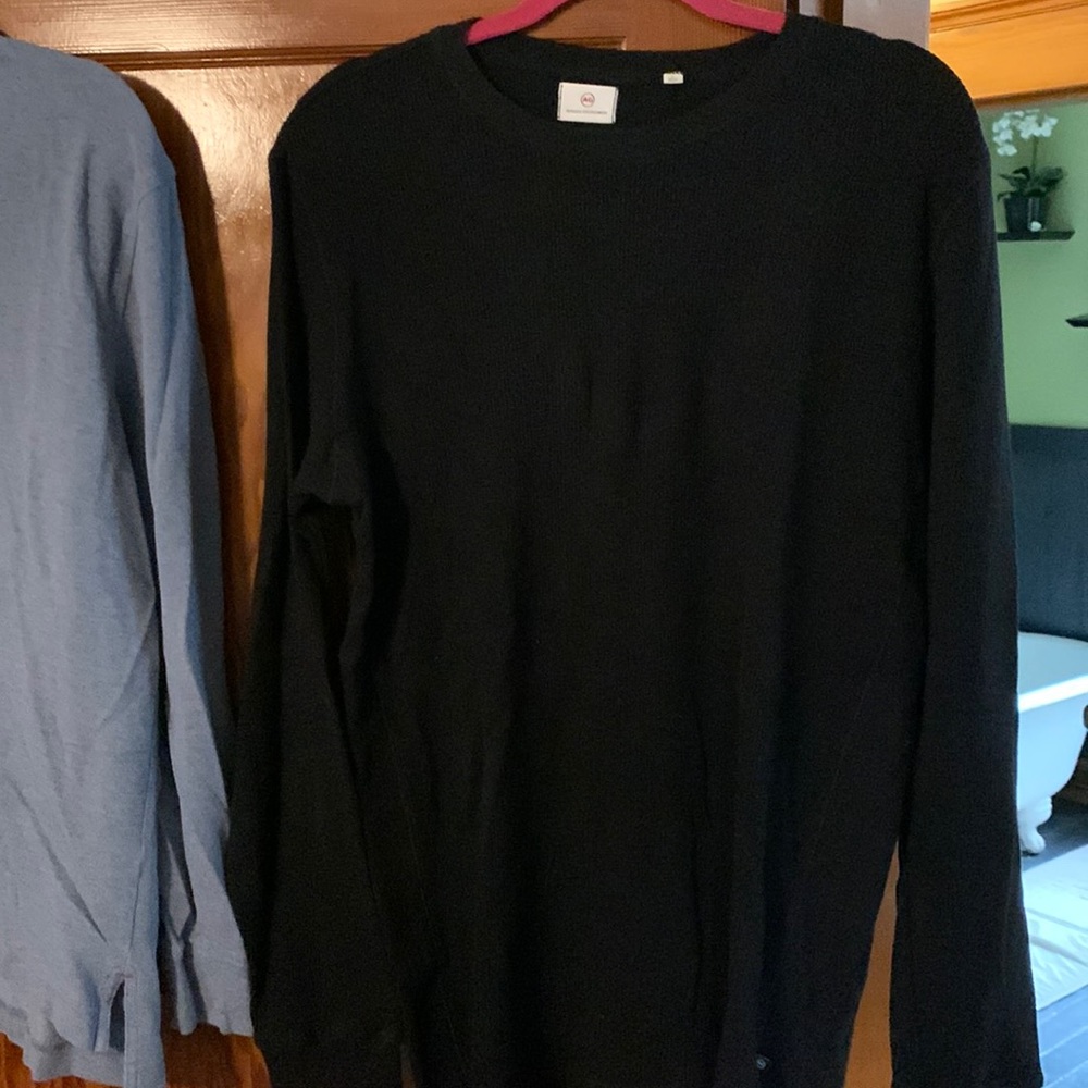 Large black Henley. Long sleeve.  Large.